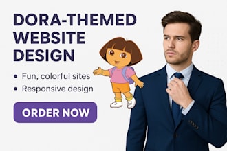 design a stunning dora themed website with custom graphics and animation