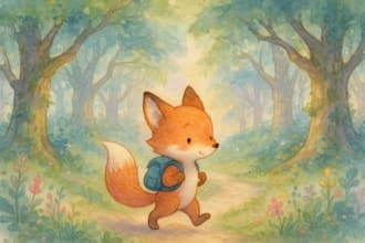 create whimsical watercolor illustrations, 3d  children book illustrations