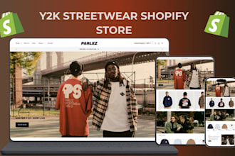 design y2k streetwear shopify store clothing store street wear website y2k store