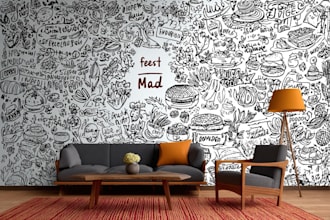 design doodle wall art mural decal wallpaper