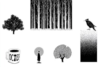 draw minimalist black and white illustrations