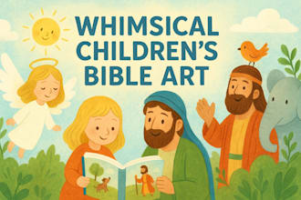 create whimsical children illustrations for your story book art bible themed