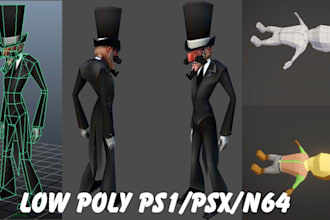3d model, rig, and animate ps1, ps2, psx and n64 style low poly character