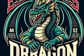 design high quality dragon mascot logo with t shirt design