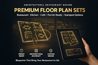 draw professional restaurant, kitchen and cafe architectural floor plans