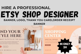 design etsy shop banner, website banner, etsy banner and logo in 2 hours