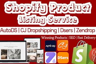 do shopify dropshipping product listing via autods, cj dropshipping and zendrop