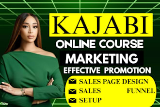 kajabi marketing, setup sales funnel, course promotion for kajabi online course