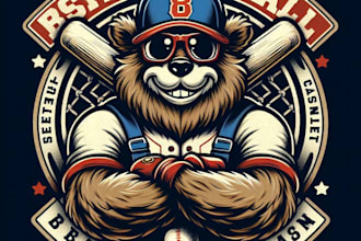 design high quality baseball mascot logo with t shirt design
