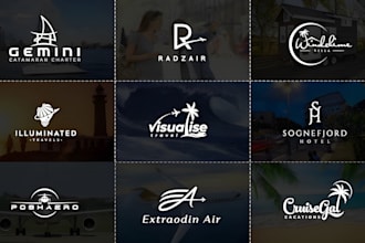 design travel agency tourism hotel resort vacation beach logo