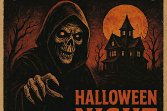 design a vintage halloween horror movie poster with a spooky cinematic touch