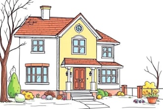 draw a detailed sketch of a house or building