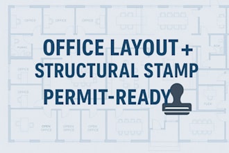 prepare office layout plan with permit set and structural stamp miami