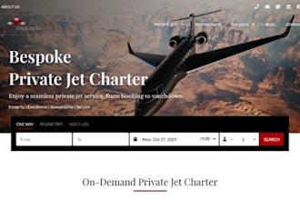 build squarespace aviation website air charter service aircraft booking website