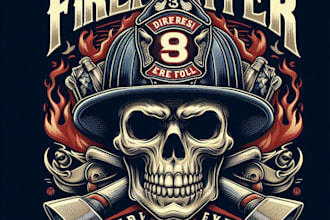design high quality fire fighter mascot logo with t shirt design
