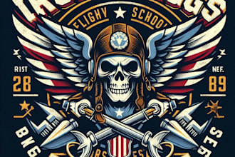 design high quality vintage iron wings flight logo with t shirt design