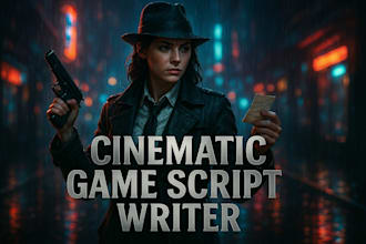 write an intense crime thriller or detective game script with cinematic twists