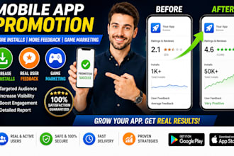 mobile app promotion increase app install, feedback app promotion game marketing