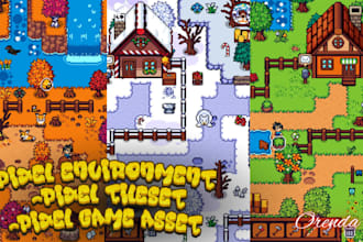 do pixel game environment, pixel tileset top down, game assets animation, nfts