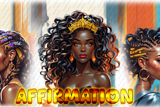 create unique afro hairstyle illustrations with affirmations