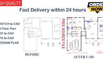 redraw floor plans, convert PDF to cad and matterport