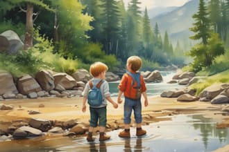 create children story book illustration watercolor