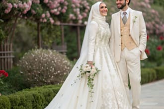 draw custom wedding portrait in traditional attire