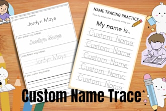 make custom name tracing worksheet for kids writing practice