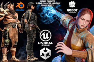 do 3d game character model, 3d game animation, unreal engine 3d model game asset