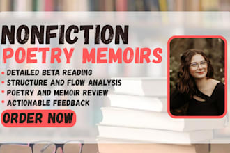beta read your nonfiction, poetry, or memoir and give honest critique