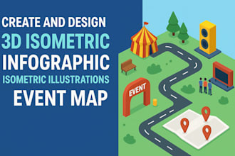 create and design 3d isometric infographic, isometric illustrations, animation