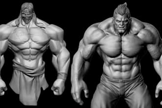 sculpt 3d head model, action figure and toys for 3d printing and rendering
