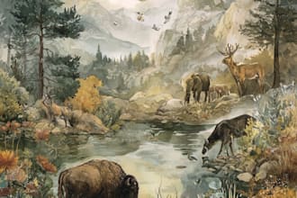 paint realistic landscape watercolor painting illustration
