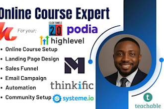 build online course website on kajabi, podia, thinkific, systeme, teachable, ghl