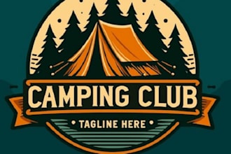 modern summer camp logo design