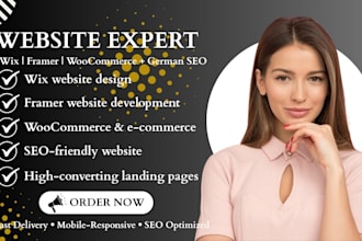 build or redesign your wix framer woocommerce website with german SEO