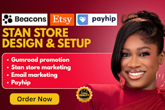 stan store design, beacons ai, payhip, gumroad, etsy shop, stan store marketing