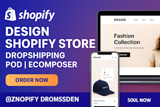 design shopify zendrop dropshipping popcustom pod ecomposer landing page brizy