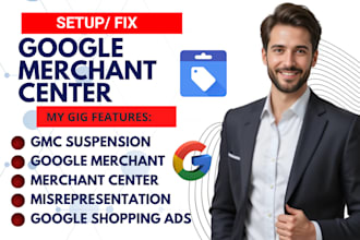 fix google merchant center suspension, misrepresentation