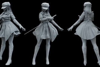sculpt stl file for 3d character,anime 3dtoy,printable 3d lifesize figure,statue