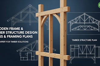 do wooden frame, trusses plan, framing plan and timber structure