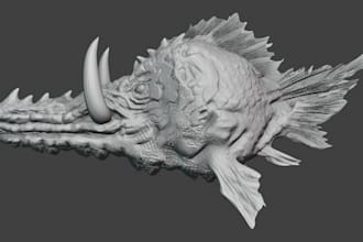 do high poly 3d creature sculpt,realistic 3d design for beasts,alien or monsters
