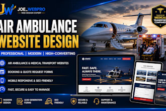 design air ambulance, medical transport website with booking and quote form