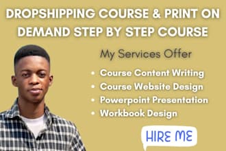 create dropshipping course, print on demand step by step course, beginner course