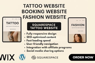 build tattoo website booking website fashion website squarespace tattoo website