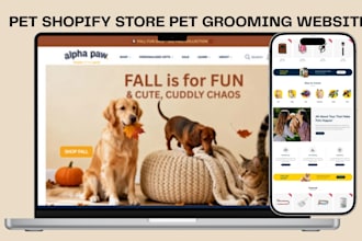 design sleek pet shopify store pet care store pet grooming pet product website