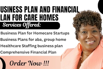 write a customised business and financial plan for homecare, group home, hospice