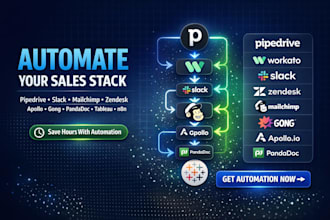 pipedrive workato slack zendesk mailchimp gong apollo io pandadoc n8n tableau