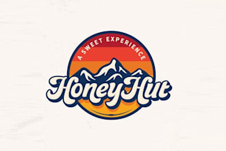 design retro iconic honey hut outdoor sauna company logo