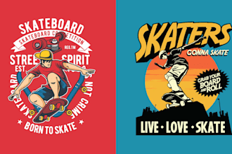 create vector cartoon skateboard club logo